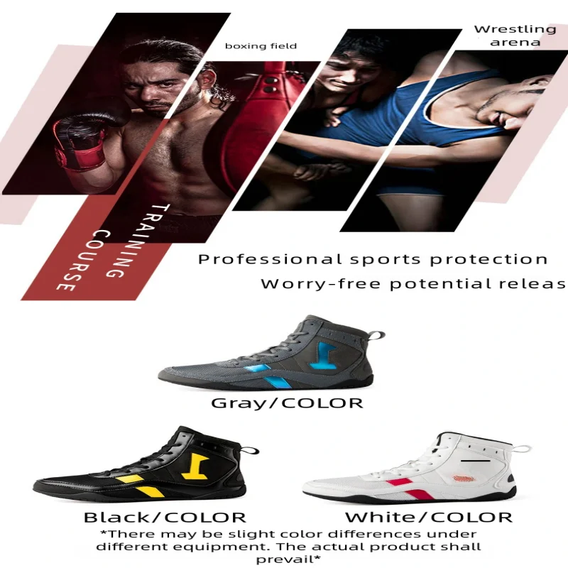 Zapatos de levantamiento de pesas de lucha de boxeo profesional para hombres, botas cómodas de entrenamiento de soporte, lucha libre