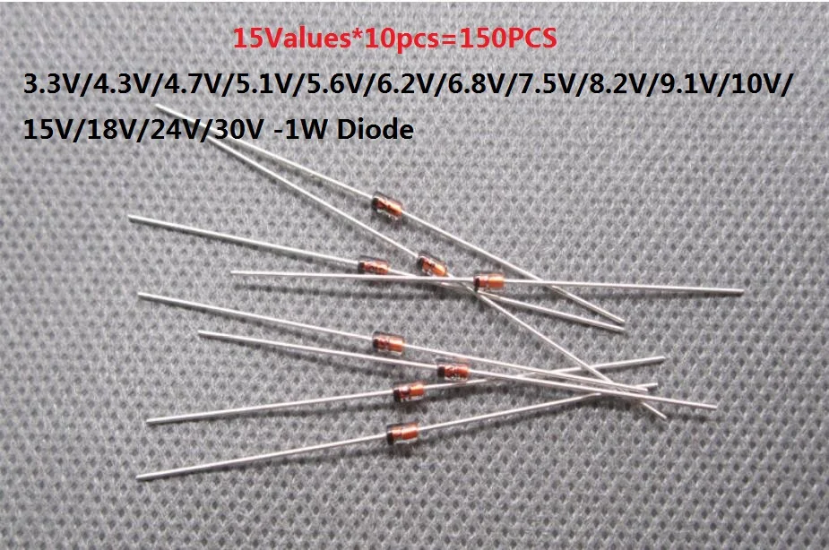 3.3V - 30v 1W 140PCS=14Value*10pcs 1N4746A 1N4745A 1N4744A 1N4742A 1N4740A 1N4738A 1N4736A 1N4735A 1N4751A 1N4749A 1N4747A DIODE
