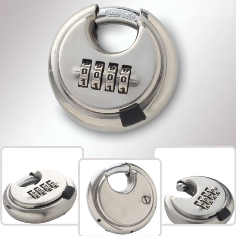 4 أرقام (3 بوصة) الفولاذ المقاوم للصدأ جولة كعكة قفل مزيج السلامة قفل مجمع الثقيلة المعادن Discus قفل الأسوار