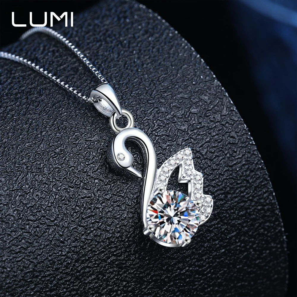 

Trendy 1CT Moissanite 925 Sterling Silver Swan Shape Pendant - Super Beautiful Female Neck Jewelry for Women Girls