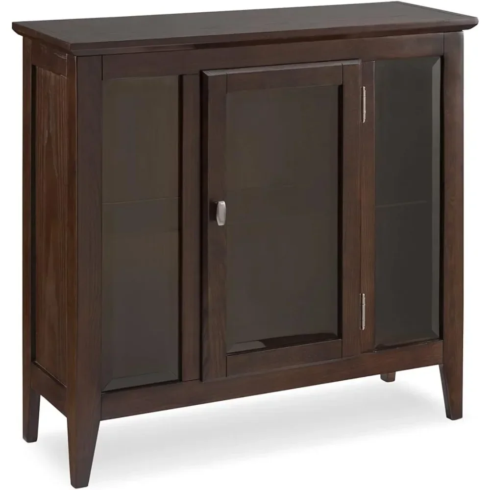 

Furniture Entryway Curio Cabinet with Interior Light, Chocolate Oak