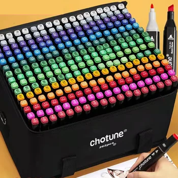 24-80 Colour Double Headed Oily Marker Set Sketch Drawing Graffiti Art Markers for Student School Supplies Stationery gel pens