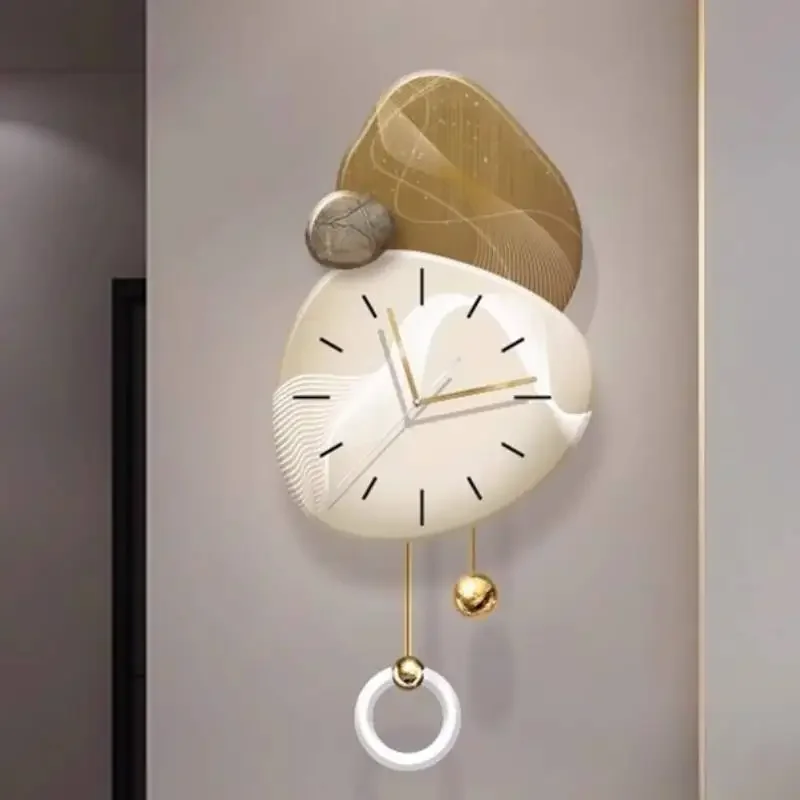 Quiet Design Wall Watch Pendulum Light Nordic Bedroom Luxury Wall Clock Living Room Modern Reloj De Pared Home Decor Items