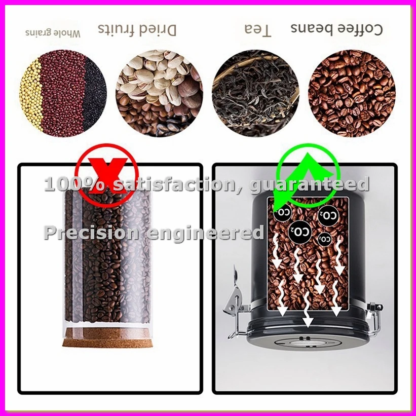 

Контейнер для кофе 1800 мл, герметичный, для хранения продуктов на кухне, с индикатором даты и мерной ложкой - AD23