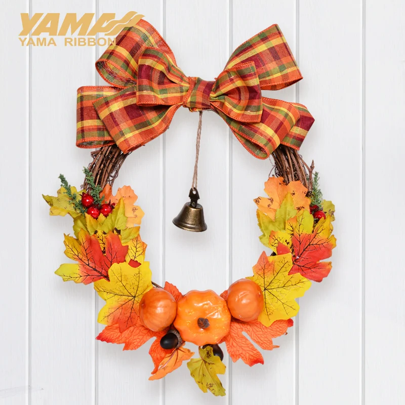 YAMA 10Yards/Roll 63mm Wired Edge Ribbons for DIY Christmas Tree Christmas Voucher Bows Decoration Liene Plaid Wired Edge Ribbon