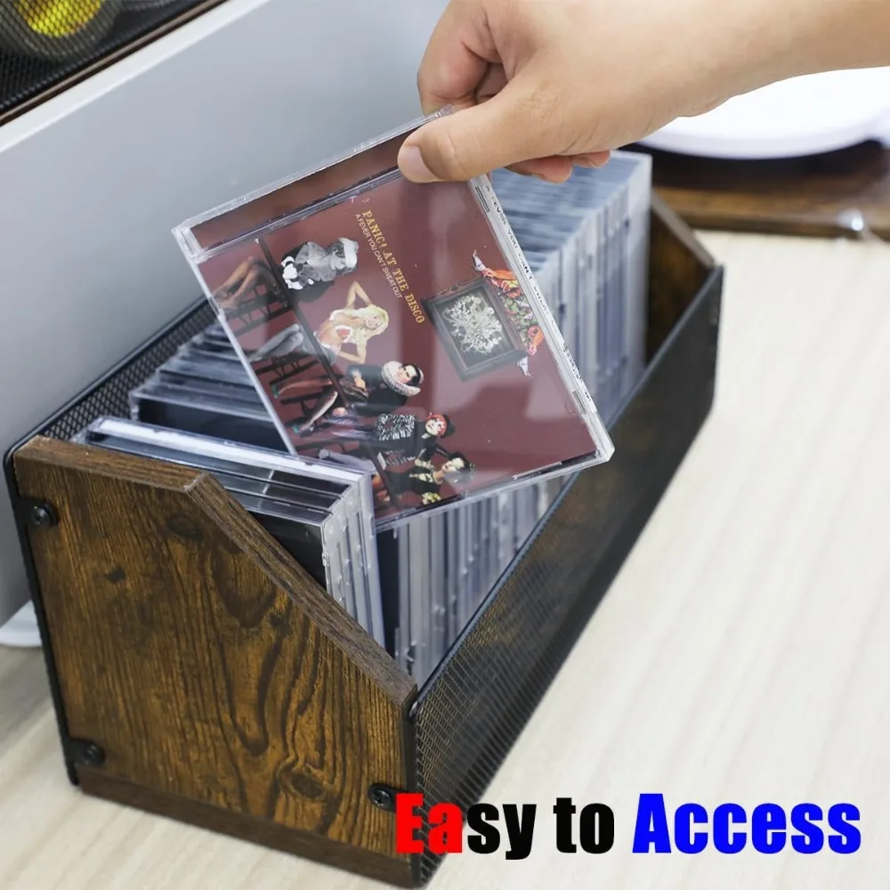 CD Storage Holder CD Case, Wooden CD Organizer Rack, Retro-style CD Rack Shelf Holds Up 32 CDs, Perfect Ideal for Storaging CDs