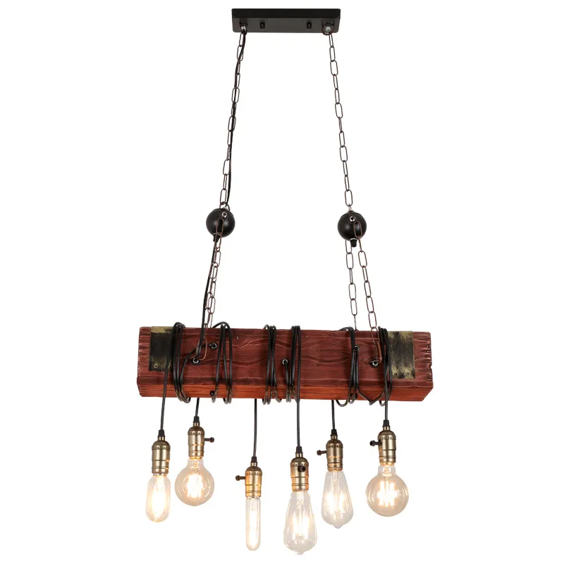 Retro Chandeliers Pendant Lighting Ceiling Lights American Country BAR Coffee Cafe LOFT Old Boat Wooden LED Vintage Hanging Lamp