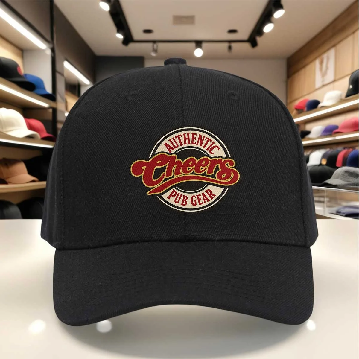 Authentic Cheers Pub Gear Vintage Baseball Cap, Classic Letter Print Hat for Casual Wear