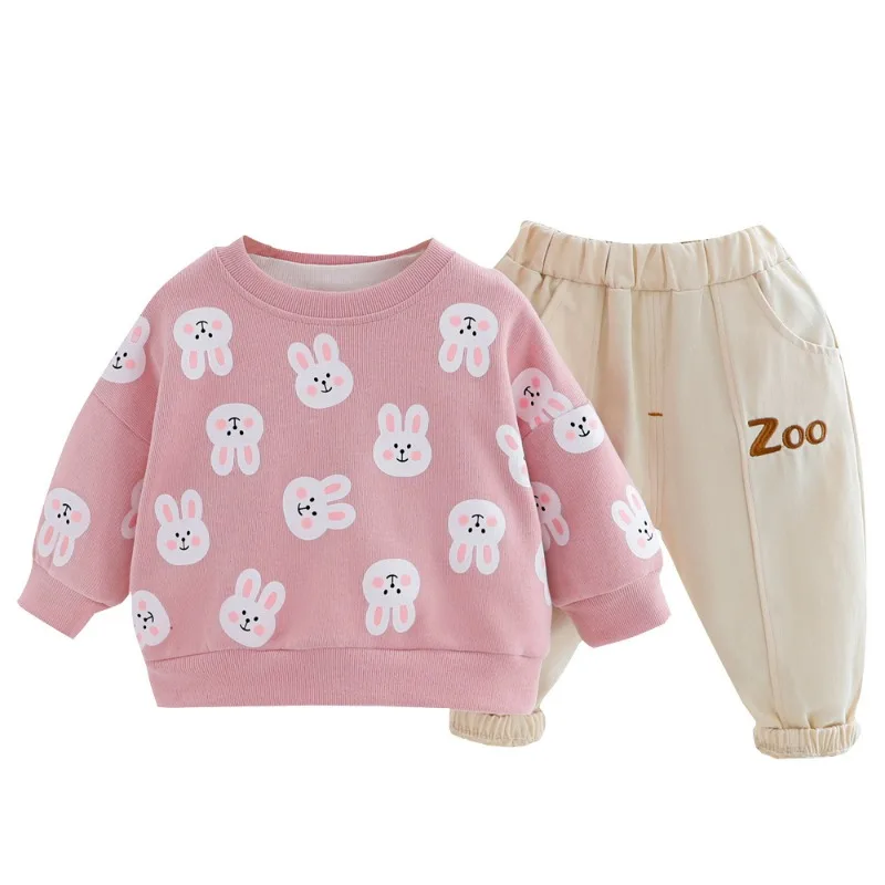 ملابس Pure Cotton Child Groups of Pant Spring Autumn New Cartoon Children Top and Bottom Clothes Set Casual Kid Clothes Girl Boy