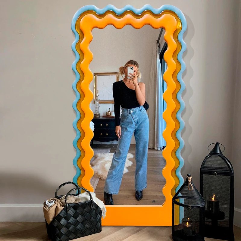 

Memphis wave full body mirror Internet celebrity home bedroom floor mirror