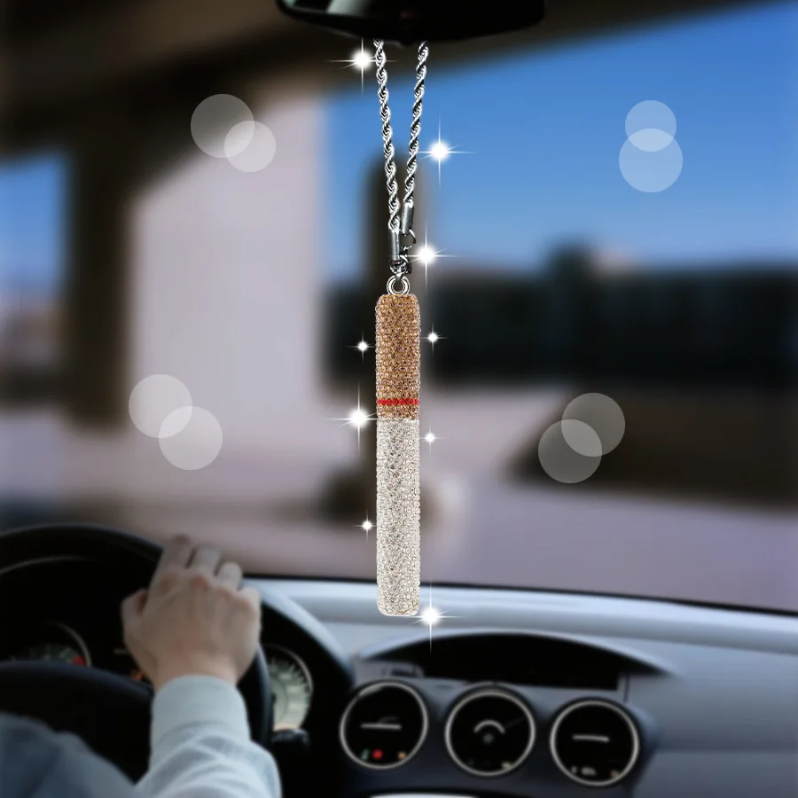 New Diamond-encrusted Imitation Cigarette Car Hanger - Personalized Diamond-encrusted Cigarette Model Car Keychain Decoration