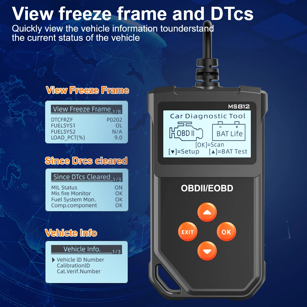 Picture 7: Fault Code Clear MS812 Clear/Erase Codes Car OBD2 Code Reader Car Diagnostic Tools Battery Tester Check Engine System