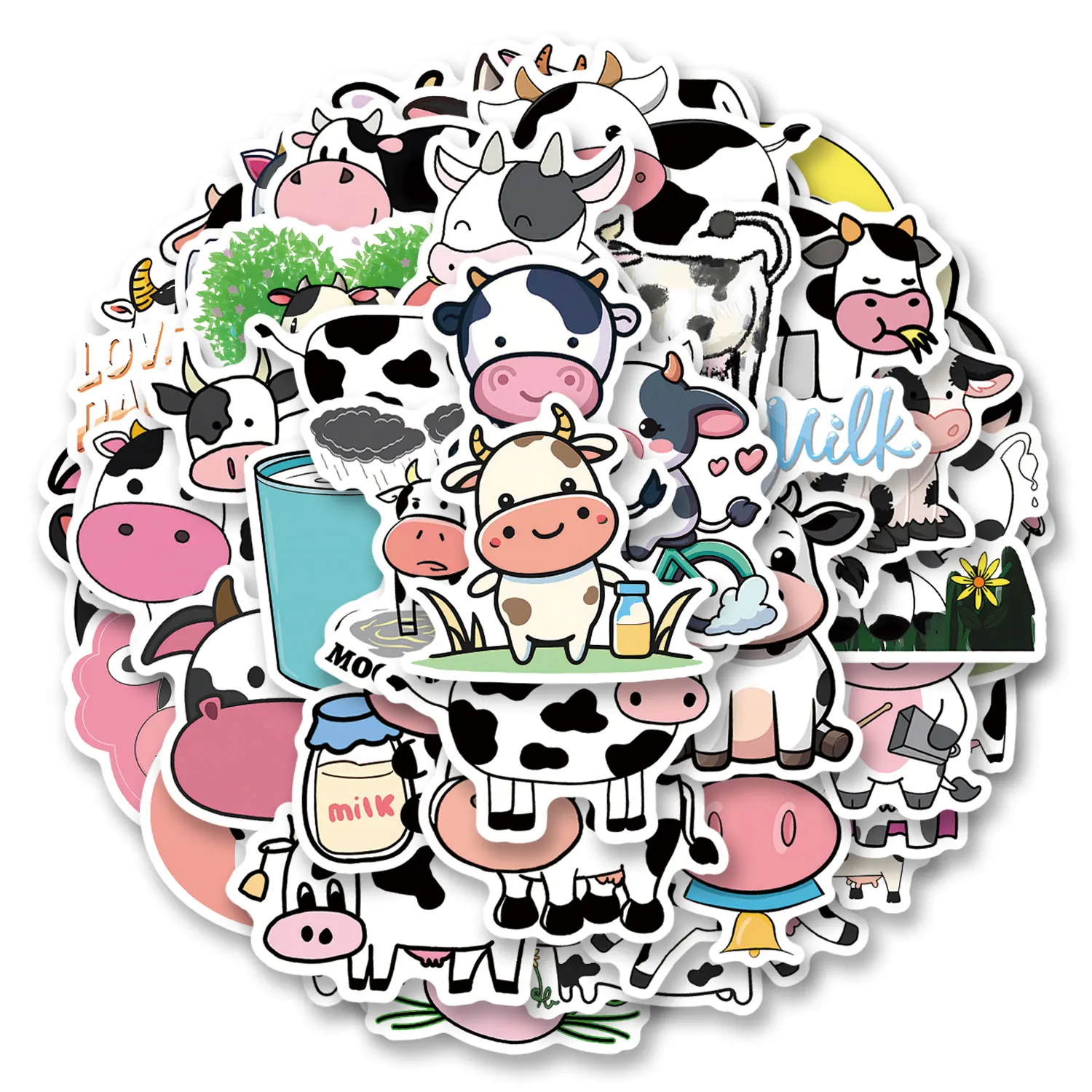 50 pegatinas de grafiti de animales (vacas), pegatinas estéticas para botellas de agua, monopatines, calcomanías para fiestas, pegatinas para bicicletas
