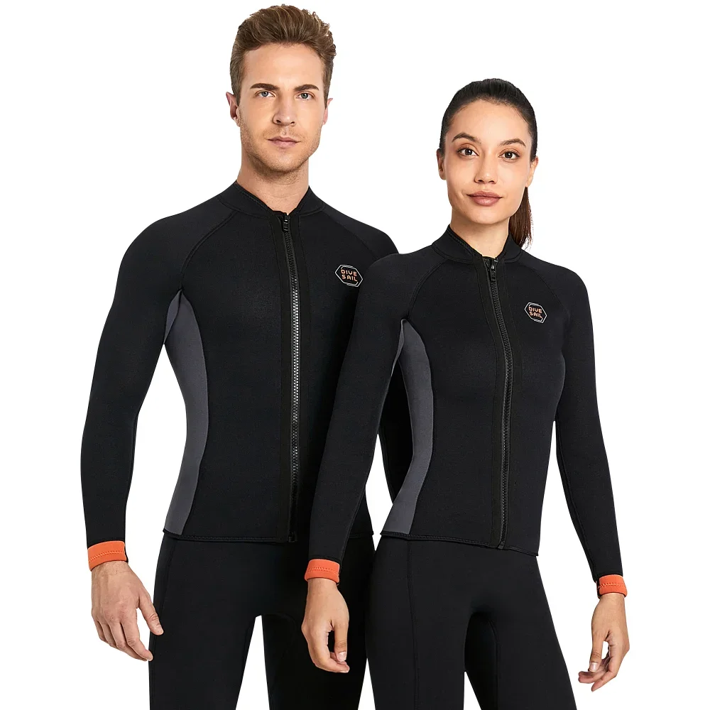 3mm Neoprene Men Diving Suit Coat Adult Womens Long Sleeve Diving Tops Jacket With Zipper Dive Swim Surfing Snorkeling Suit