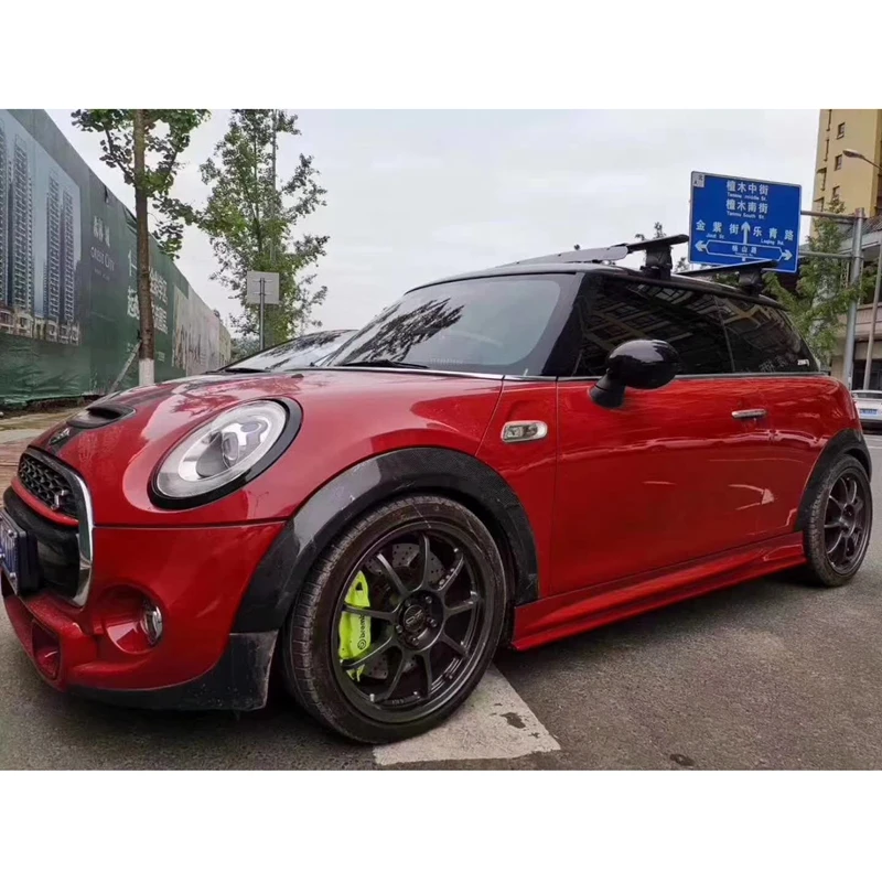 FOR BMW Mini F56 F55 Cooper S 2014-2021 4PCS Car Real Carbon Fiber Wheel Eyebrow Eyelids Fender Arches Flares Trim Cover Sticker