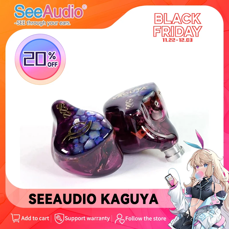 SeeAudio Kaguya HiFi Earphones Hybrid Driver(4EST+4BA) In-Ear Headphones Earplugs Music Monitor IEM Wired Earphones