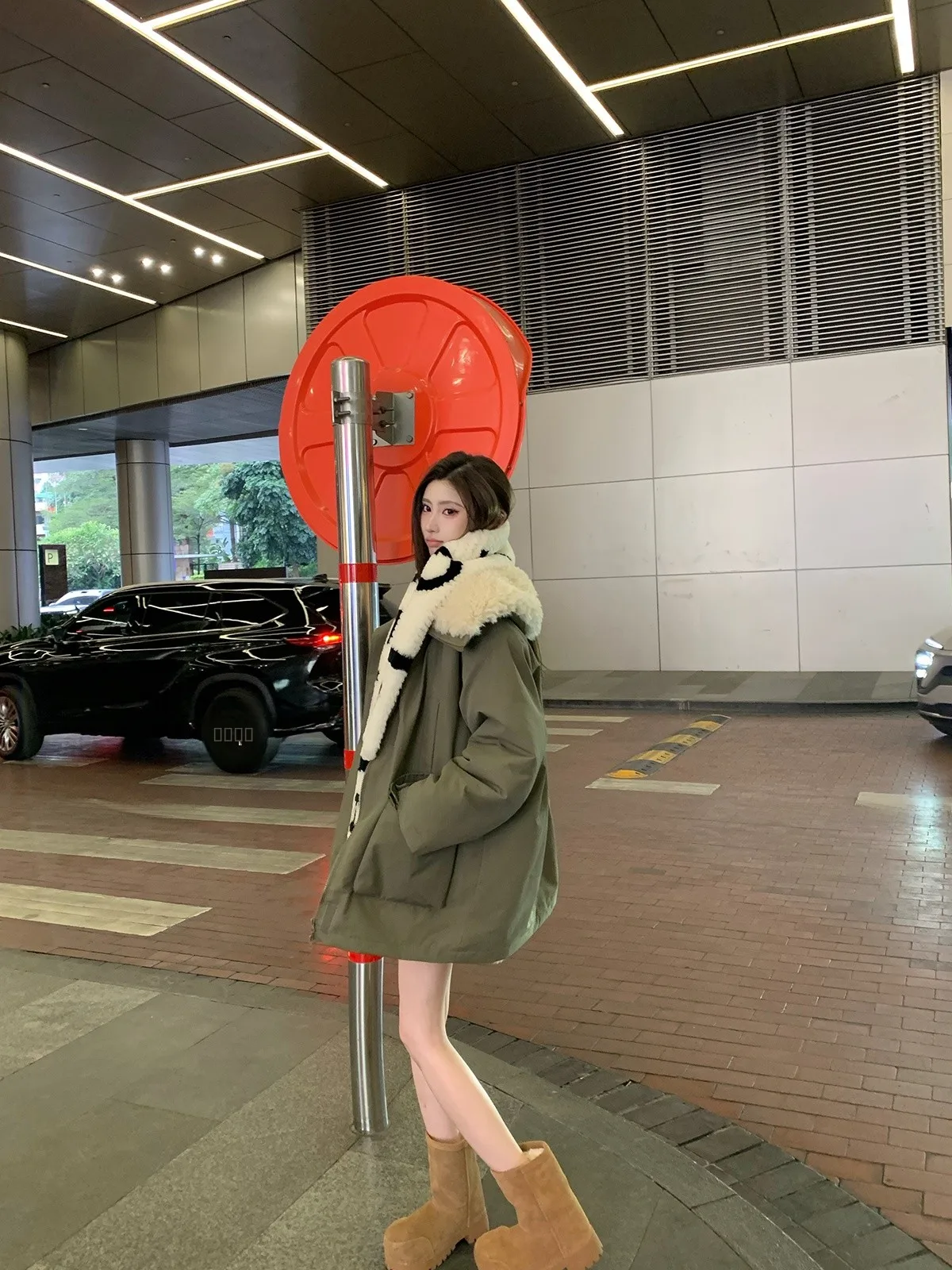 

Women's Thiened Warmth Lamb Fur Jaet Workwear Sle Long Sve Zipper Closure Casual Coat Regular Length f High Collar