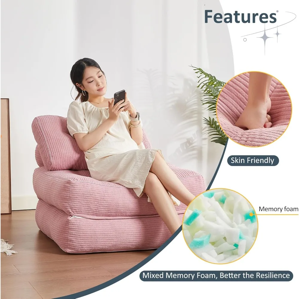 접이식 의자 침대, 이불 소파 베드, 컨버터블 소파 베드, 작은 공간 소파, 핑크