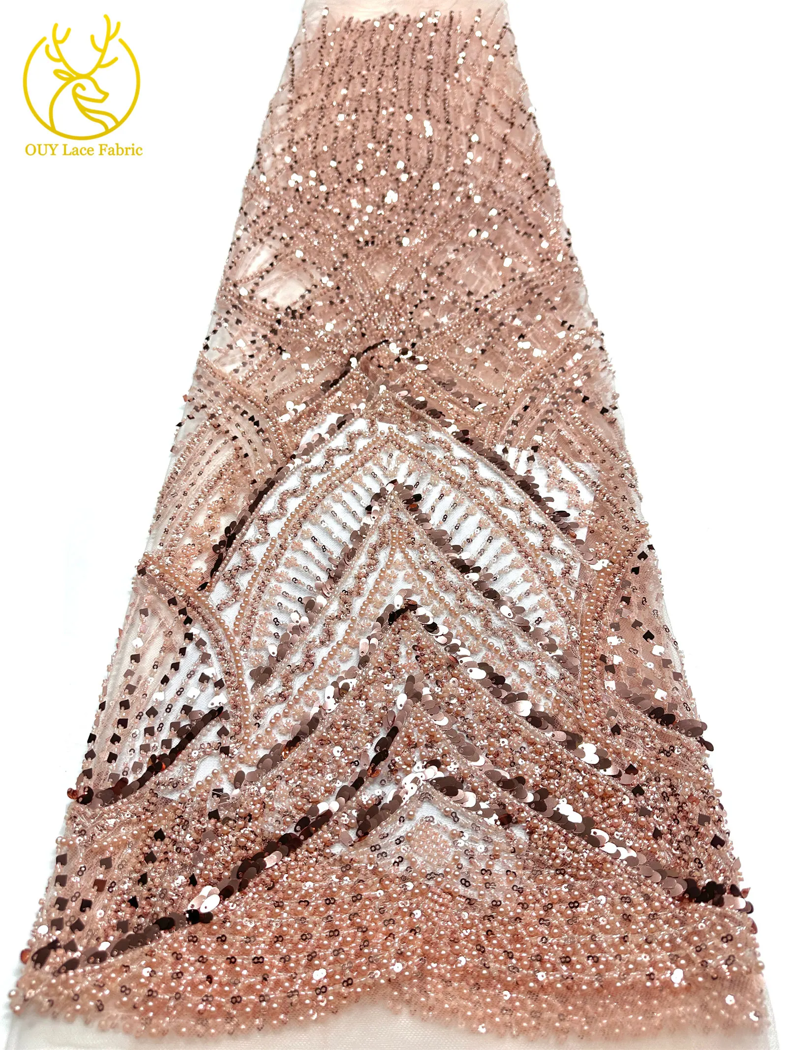 Roter afrikanischer Perlen-Spitzenstoff 2026, hochwertiger französischer nigerianischer Pailletten-Spitzenstoff für Damen, Hochzeit, Party, Kleid, Nähen – Detail 12