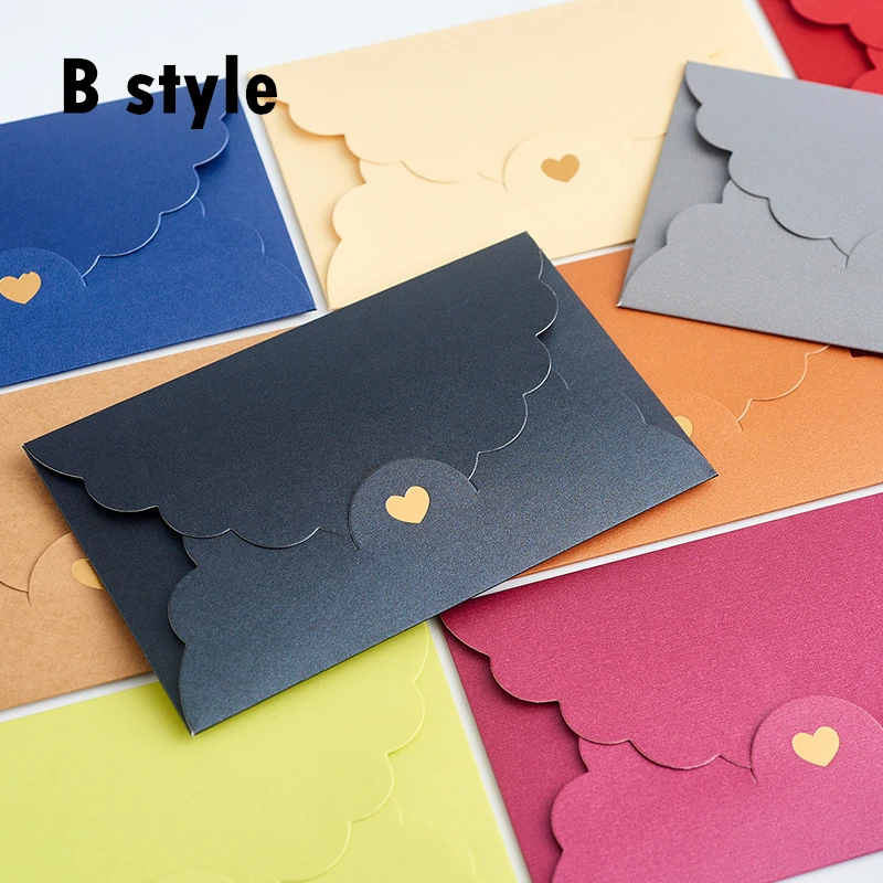 20pcs/50pcs lot Cute Envelopes Set Small Pearl Mini Heart Letter Vintage Paper Envelope for Wedding Invitations Card Stationary