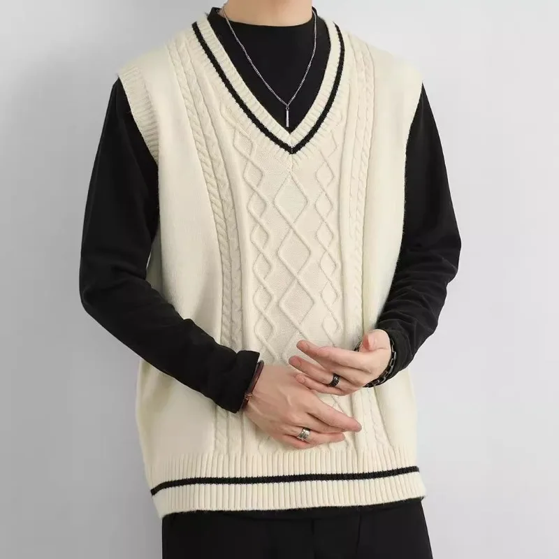 

Men's Knit Vest Autumn Winter 2024 New Arrival Stylish Slim Fit Pullover Sweater Vest for Teen Boys and Men