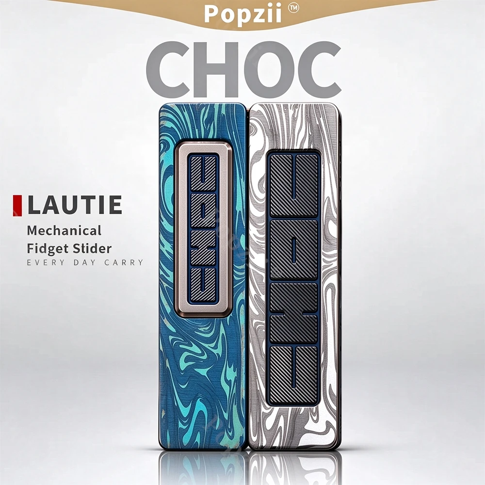 LAUTIE EDC CHOC Titanium Blue Fidget Slider DIY Carve Push Slider Fidget Toys For Adults Anxiety Relief Gadgets
