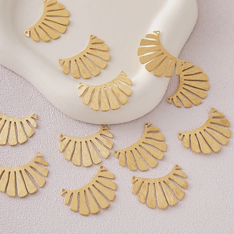 20PCS primary color brass brushed DIY accessories flower petal double hole DIY accessories suitable for handmade