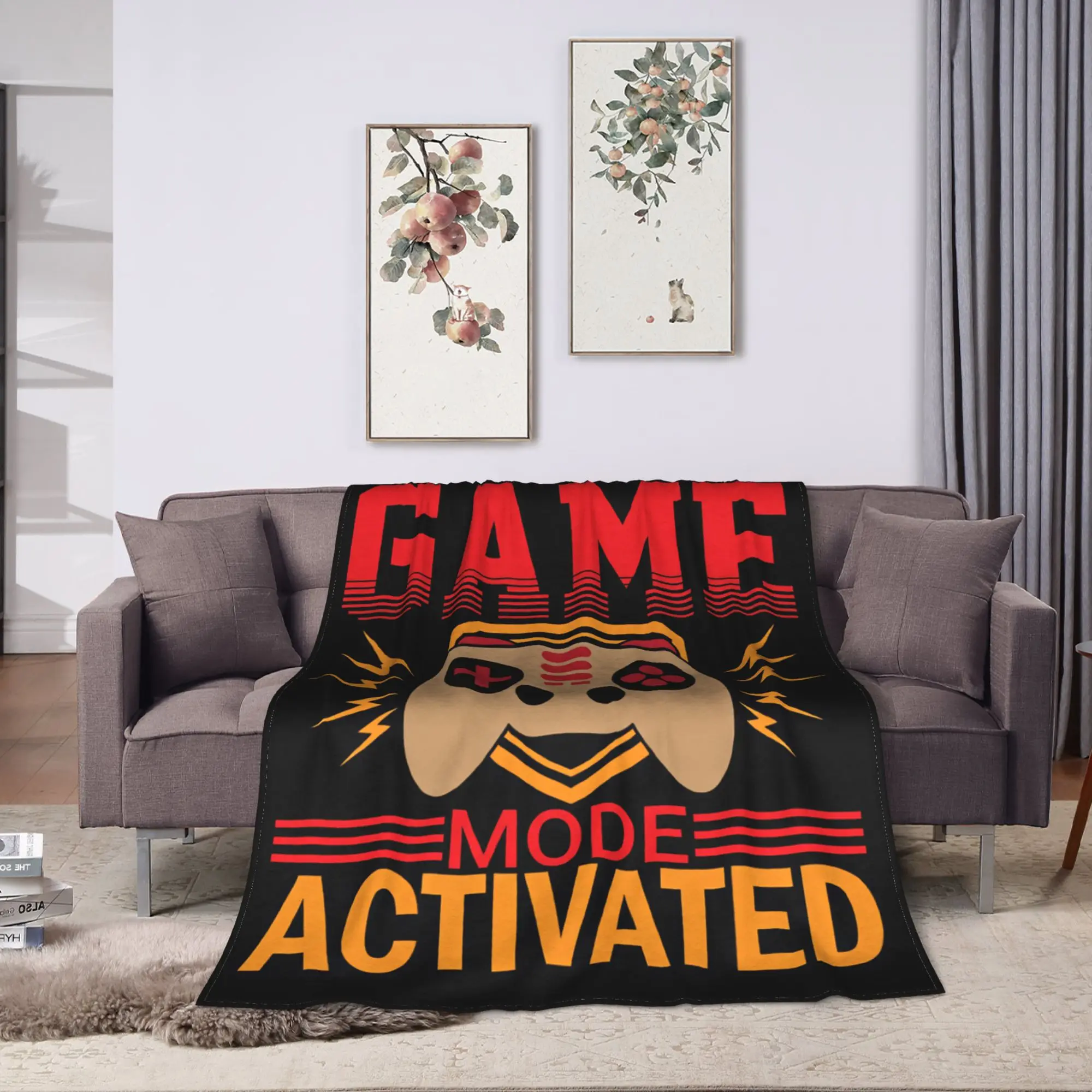 Comfortable Blanket Travel Car Game Mode Activated Gaming Controller Throw Blanket Novelty  Bedspread For Chair Sofa Bed