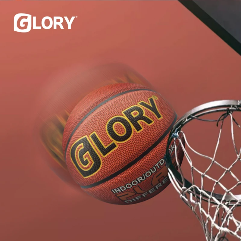 GLORY Brown Basketball Junior Adulto Interior e Exterior Universal Alta Elasticidade Anti Desgaste Borracha No.7 Basquete