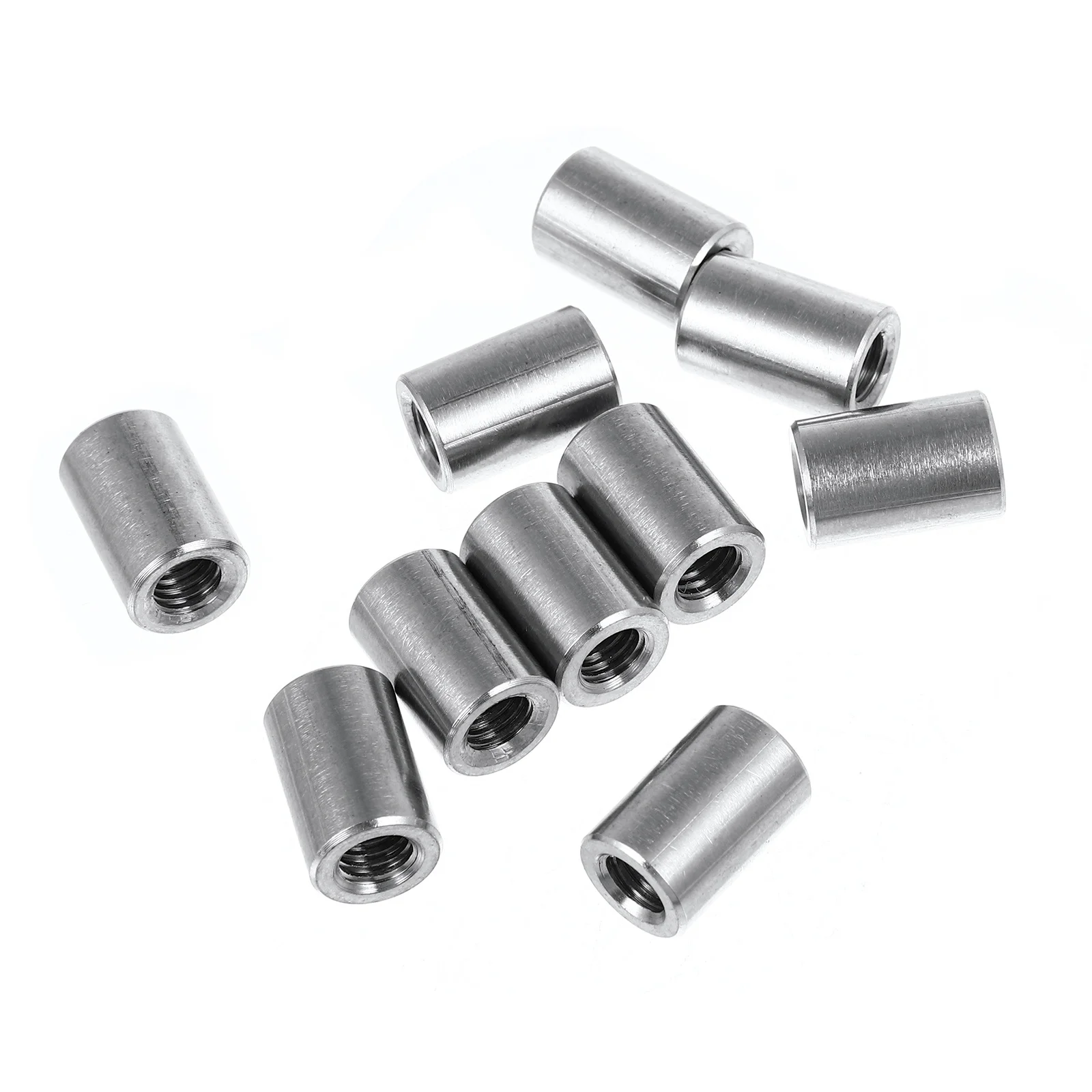 

10Pcs Stainless Steel Coupling Nuts Round Connector Nuts for Thread Extension Rod Bar Stud Joint High Temperature Resistance
