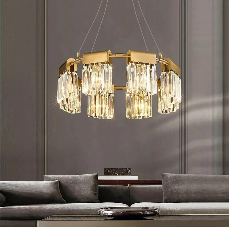 Contemporary Luxury Gold Chandelier Crystal Lampshade Chandelier High Quality Stunning Ceiling Lighting Armature For Living Room