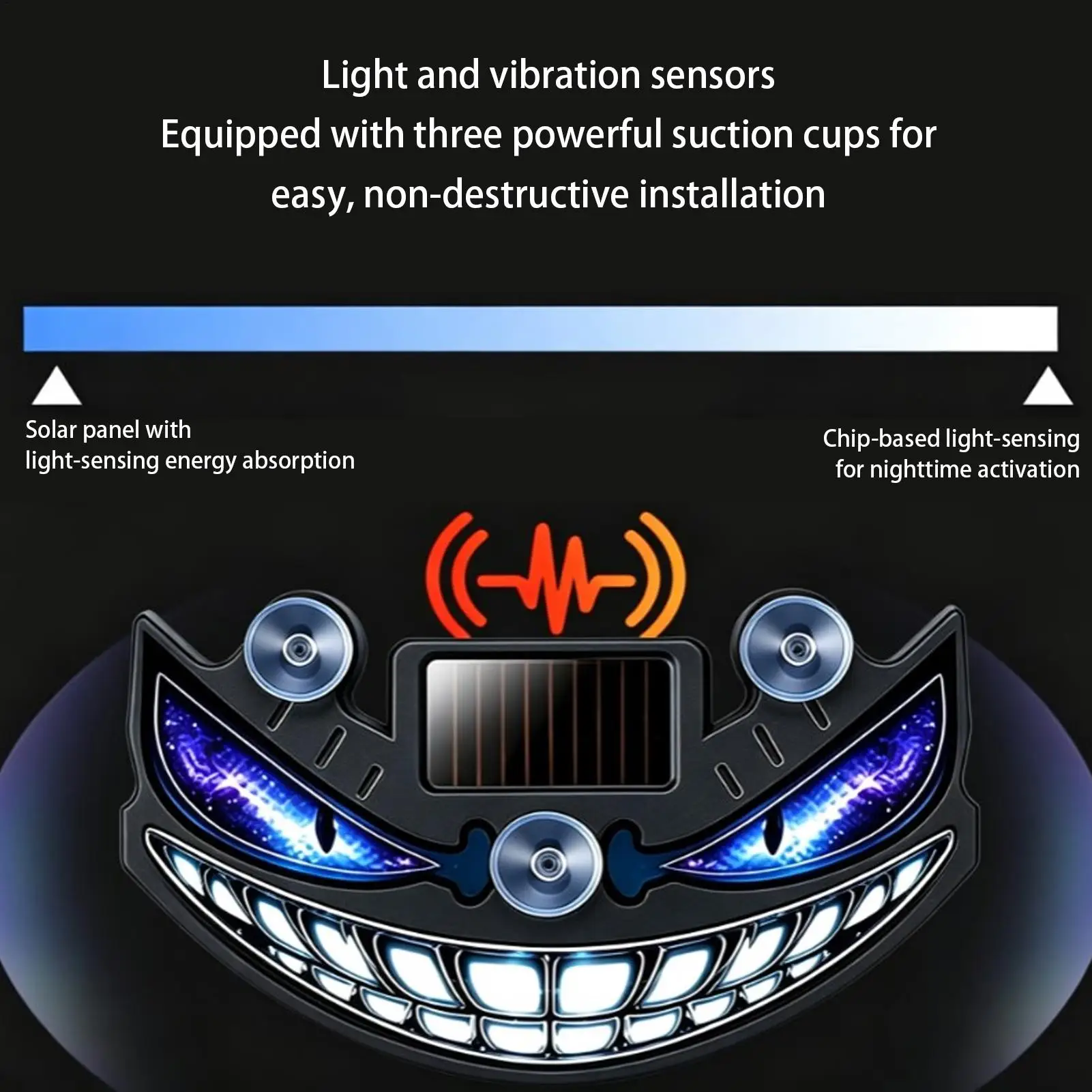 Demons Eye LED Window Lights Solar Powered Car Interior Lights Rechargeable Dynamic Lighting Eye Decor Window Light Up Sign view 5