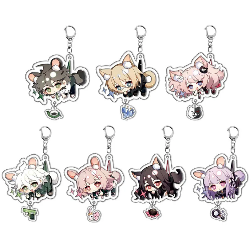 5-20pcs/lot Anime Danganronpa Keychain Cosplay Cute Kirigiri Kyoko Naegi Makoto Pendant Key Chain Bag Arcylic Jewelry Wholesale