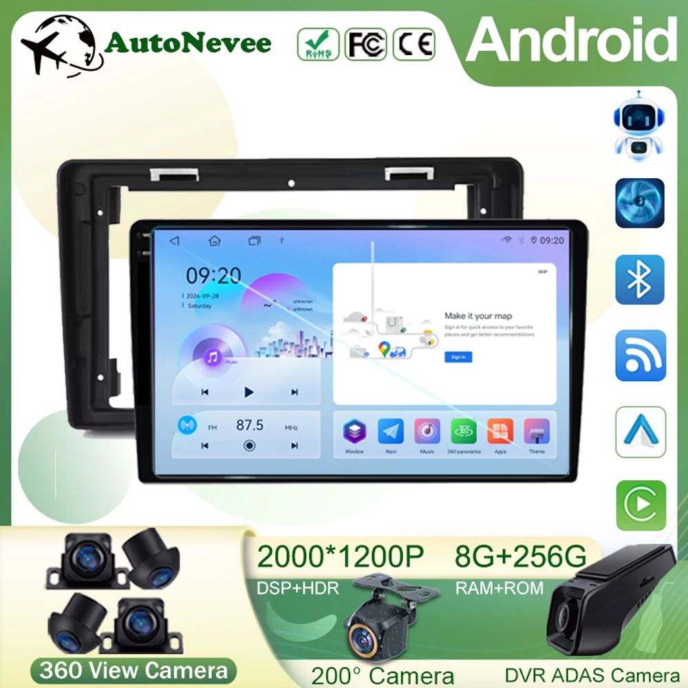 

For Citroen C2 C3 2001 2002- 2009 2010 Android 14 Car Head Unit Multimedia GPS Player Radio Wireless Carplay Auto 5G Wifi BT