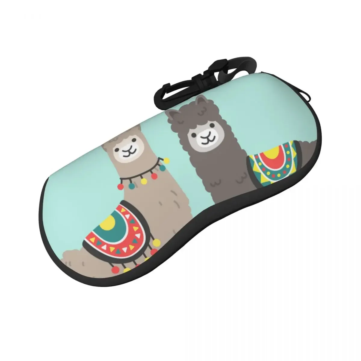 Glasses Case Soft Glasses Bag Llama And Alpaca In Love Standing On Green Grass Portable Sunglasses Box Bag Eyeglasses Case