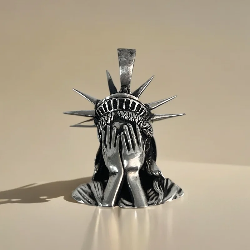 

S925 Silver Do Old Craft USA New York Goddess of Liberty Pendant Unisex