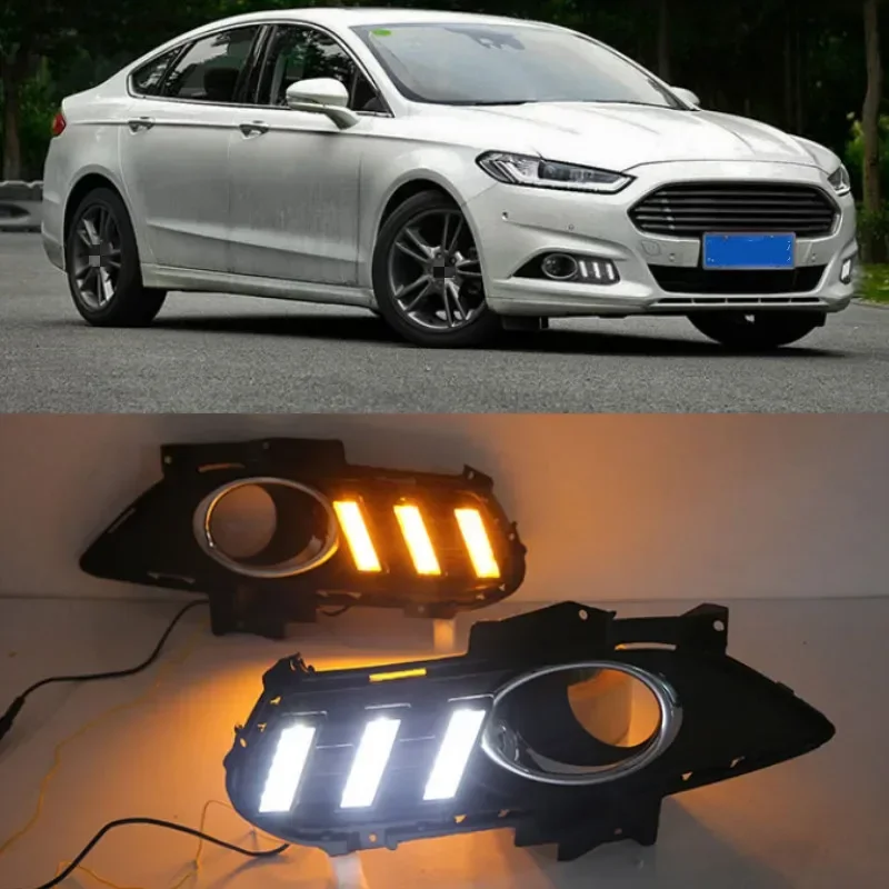 For Ford Mondeo Fusion 2013 2014 2015 2016 Yellow Turning Signal Relay Waterproof Car DRL Lamp LED Daytime Running Light