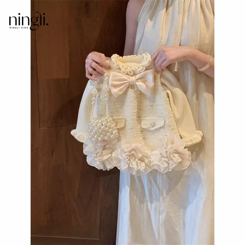 Girls' Little Fragrant Style Vest Skirt Winter Dress 2026 New Year's Eve Baby Girl Beautiful Princess Dress