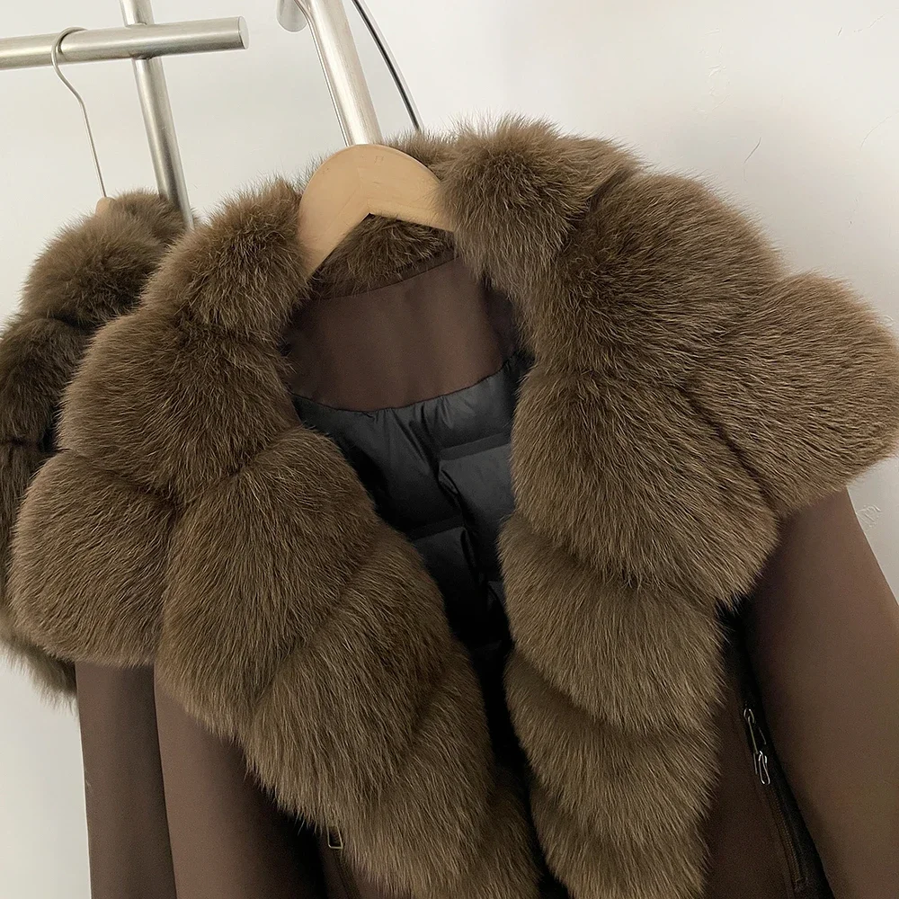 OFTBUY New Winter Duck Down Women Real Fox Fur Collar Parka Female Natural Fur Puffer Jacket Fur Cuffs Casual Coat Outerwear