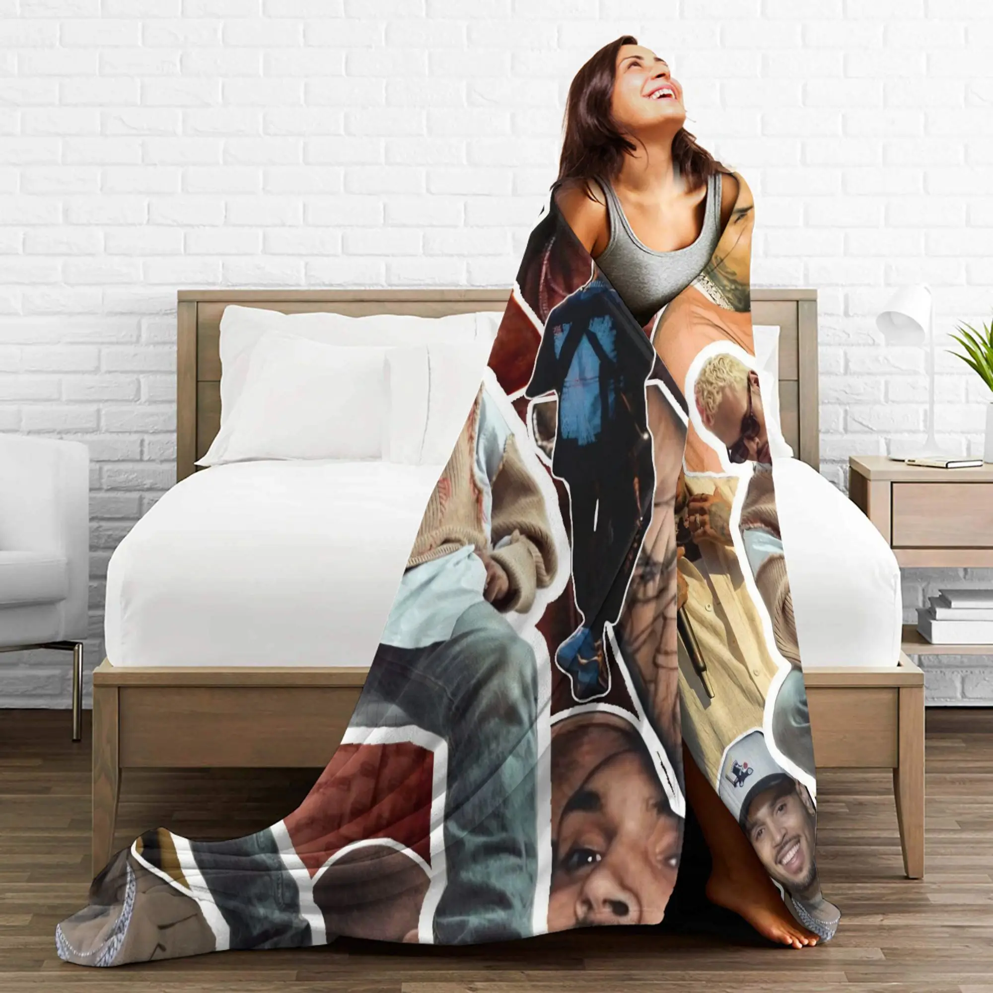 بطانيات كريس براون بريزي باول XX جولة جودة الفراش الناعمة يلقي الشتاء نزهة ديكور المنزل مفرش سرير مريح #4