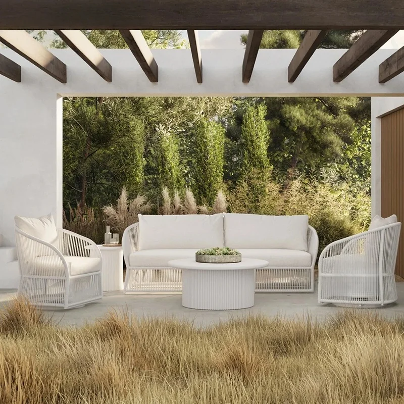 

Outdoor sofa rattan bed and breakfast hotel outdoor leisure furniture combination villa courtyard open-air garden rattan chair