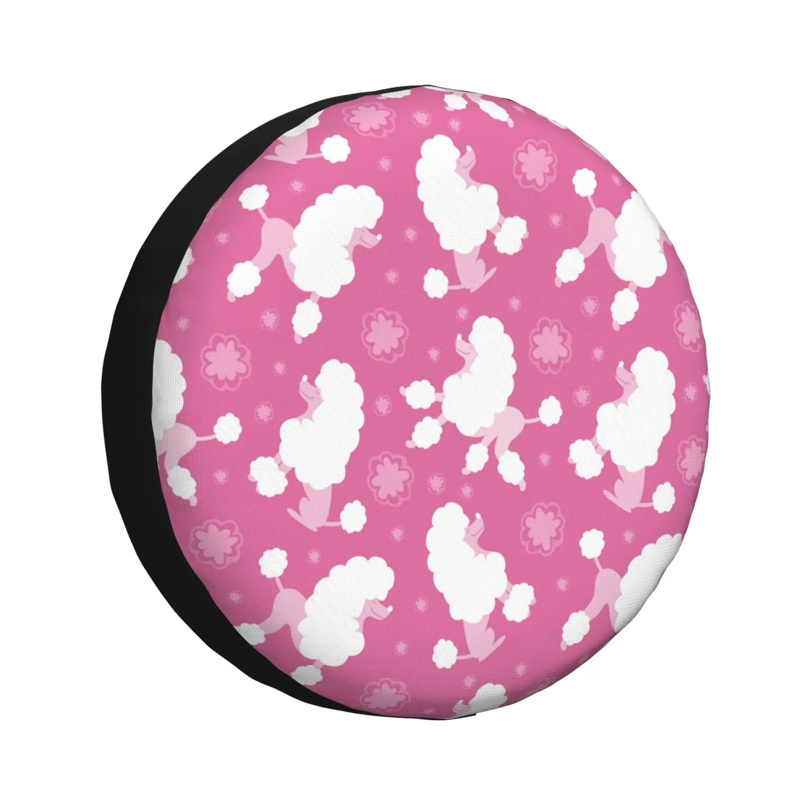 Cute Poodle Dog Tire Cover Waterproof Dustproof Full Print Spare Wheel Protector for SUV