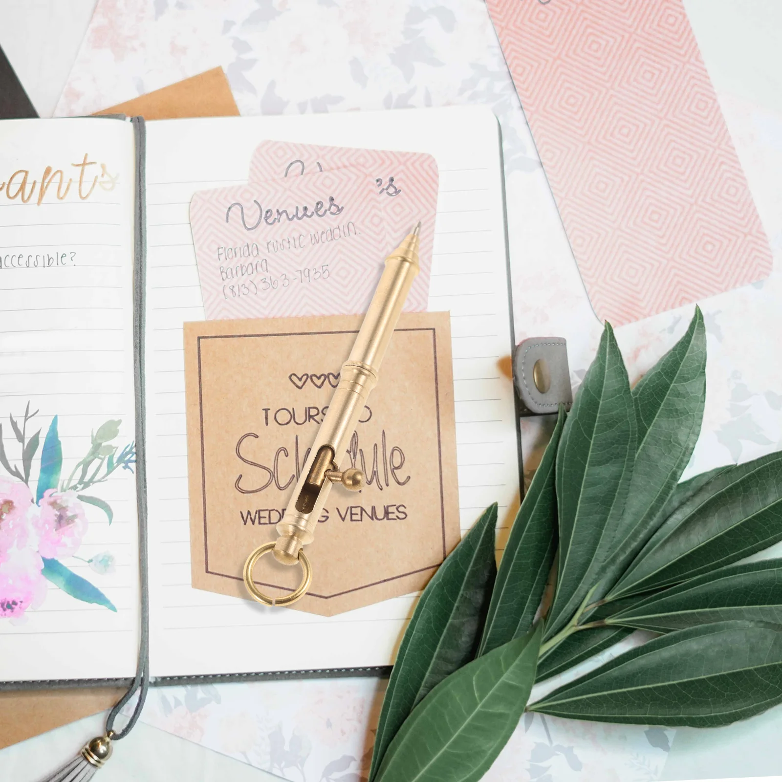 Vintage Brass Signature Pen Elegant Design Gel Ink Pen for Writing Drawing Sketching Office School Creative Practical