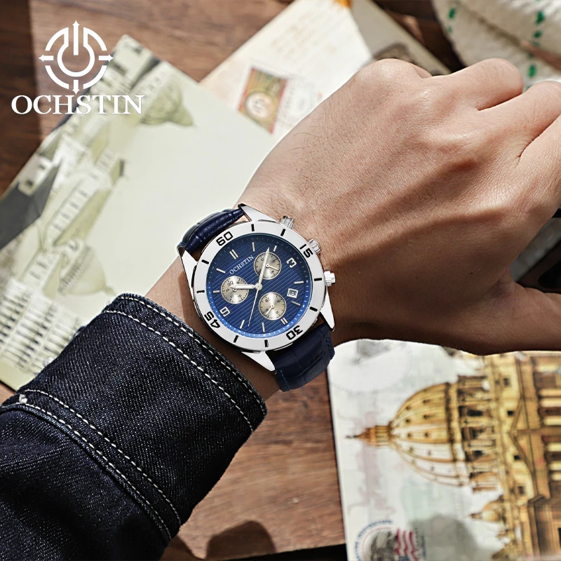 OCHSTIN Hot Model 2024 Mariner Series Sport Street Waterproof Watch for Men Multifunction Quartz Movement Men's Quartz Watch