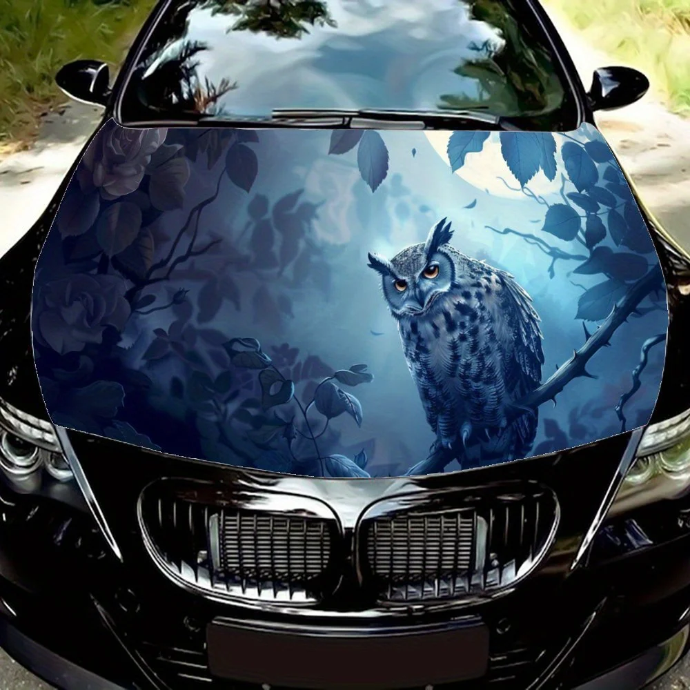 

Сова стоящая на ветке под лунным светом, подарок, автомобильные виниловые наклейки, наклейка на капот двигателя, брызгозащищенная, легко снимается, D
