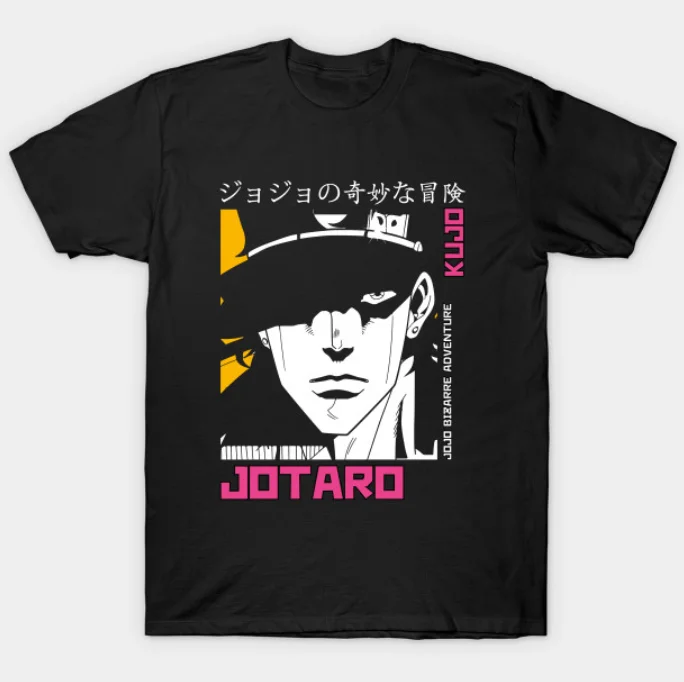 Jotaro Kujo Jojo Bizarre Adventure Reprinted Black Unisex T-Shirt S-23XL KC593