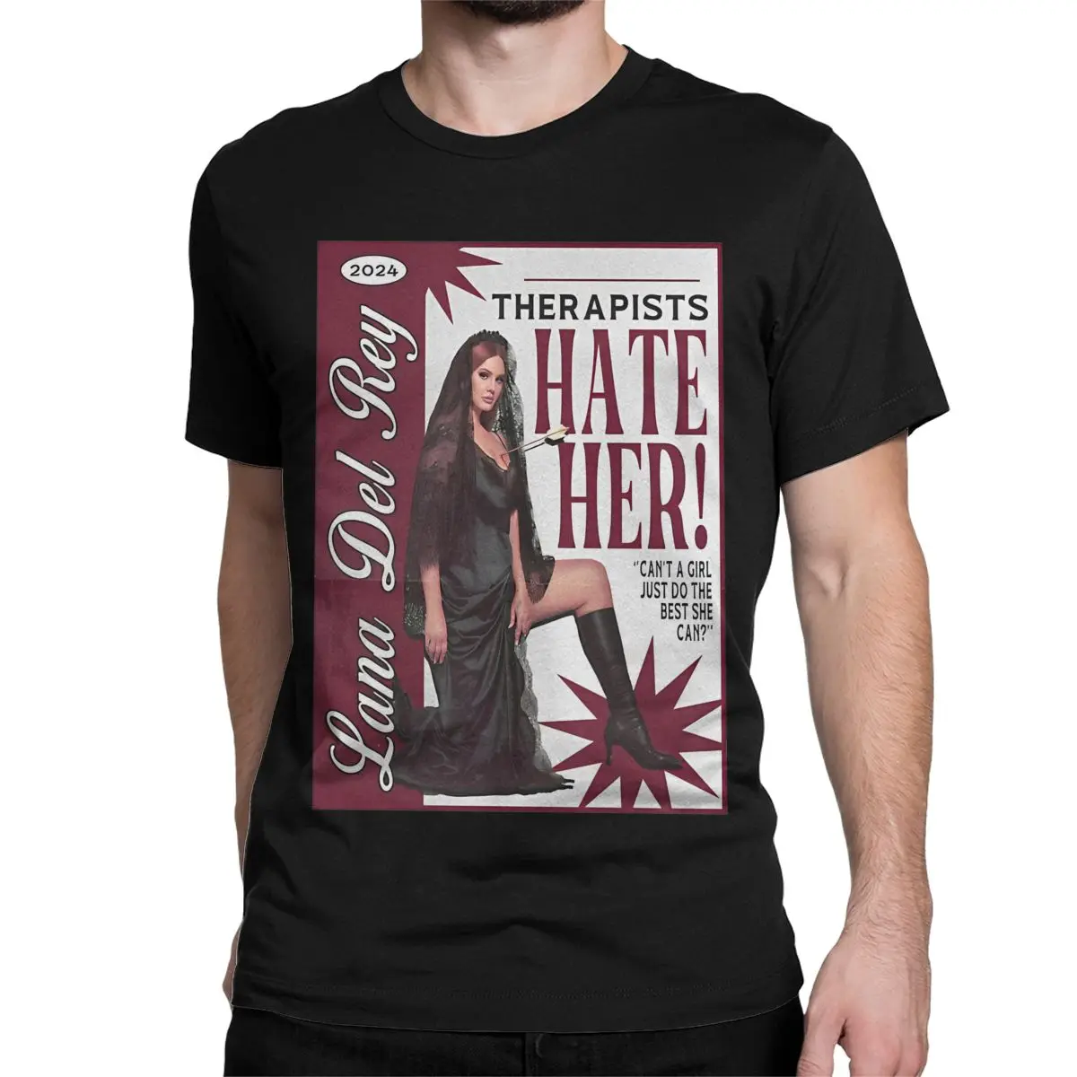 Men Women's Lana Del Rey Therapists Hate Her T Shirt Ultraviolence Hip Hop Music Album 100% Cotton Clothes Unique Tees T-Shirt