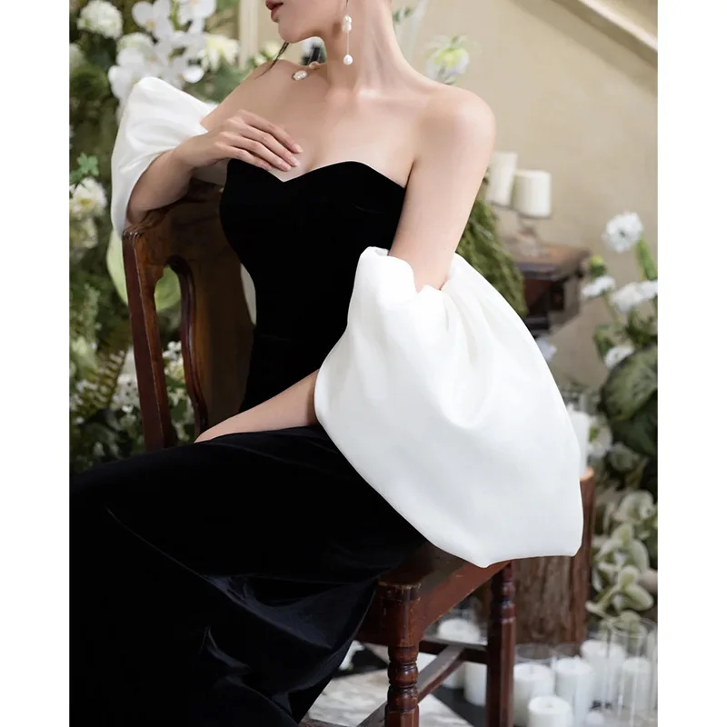 Robe de soirée noire pour occasions formelles, haut tubulaire, Niche abordable, queue de poisson, tempérament féminin annuel, examen d'art Socialite