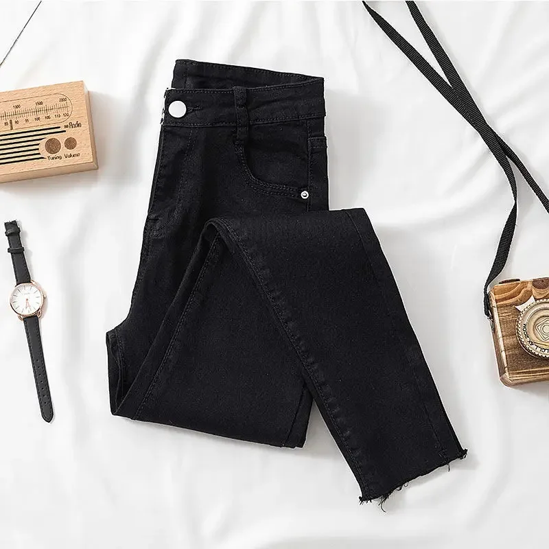 봄과 가을 신상 한국 스타일 하이웨이스트 스키니 슬림 슬리밍 레오파드 프린트 펜슬 팬츠 청바지 여성 트렌드