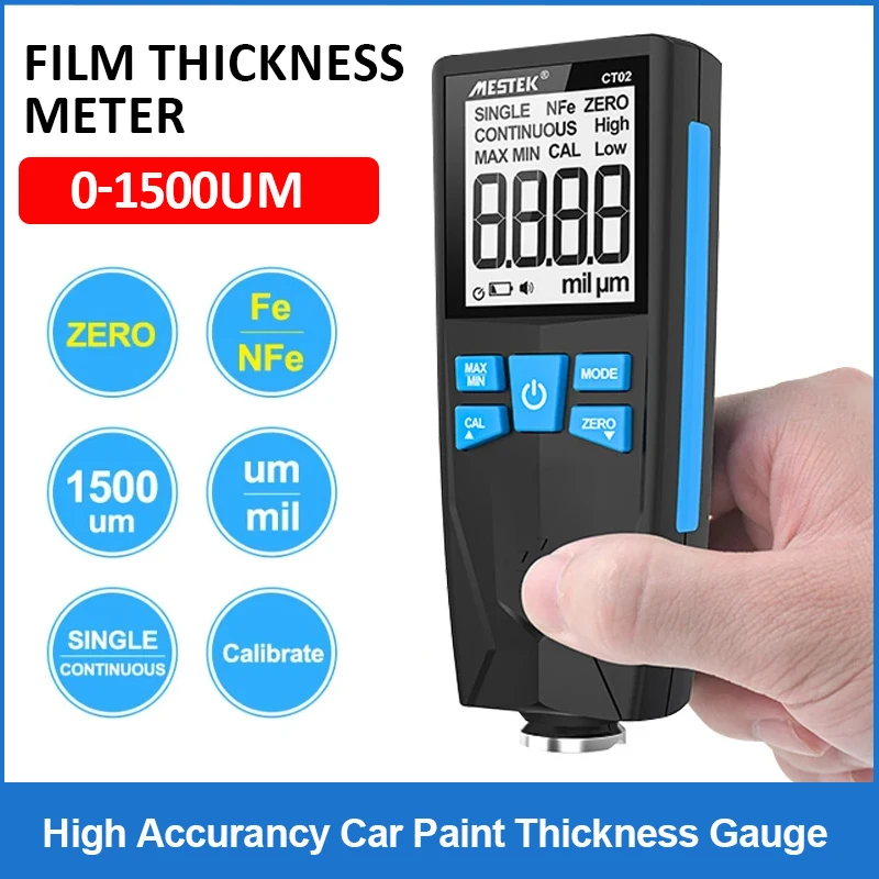 High Accurancy Car Paint Thickness Gauge Fe/NFe LCD Digital Automobile Film Thickness Meter 1500um Мarking Gauge Coating Tester